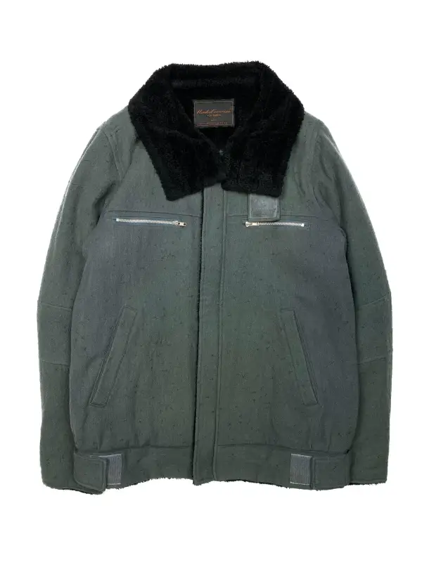 Shearling Collar Wool Jacket