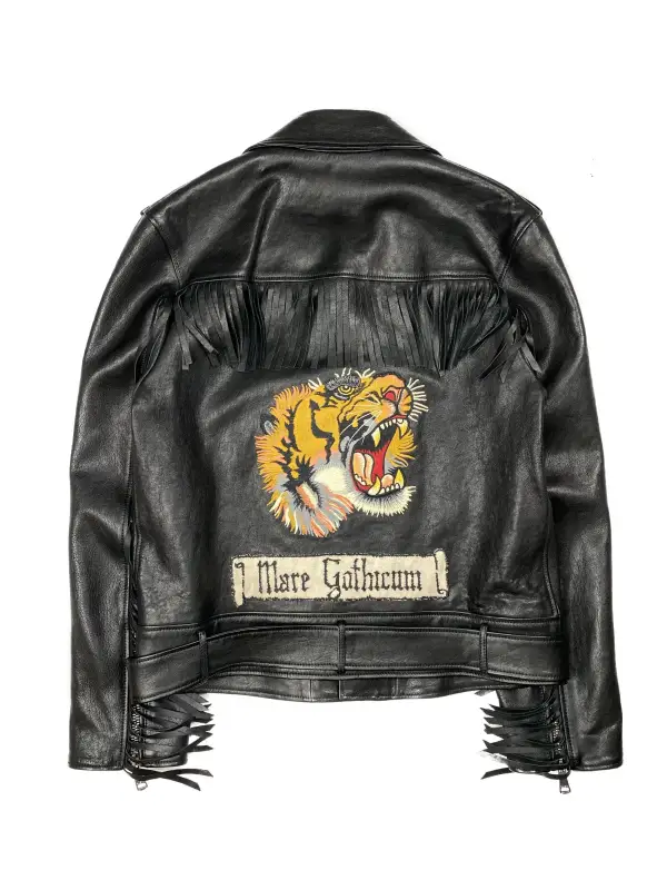 'Mare Gothicum' Tiger Fringe Leather Jacket
