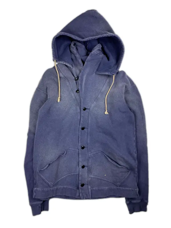 Sun-Faded Indigo Button Hoodie